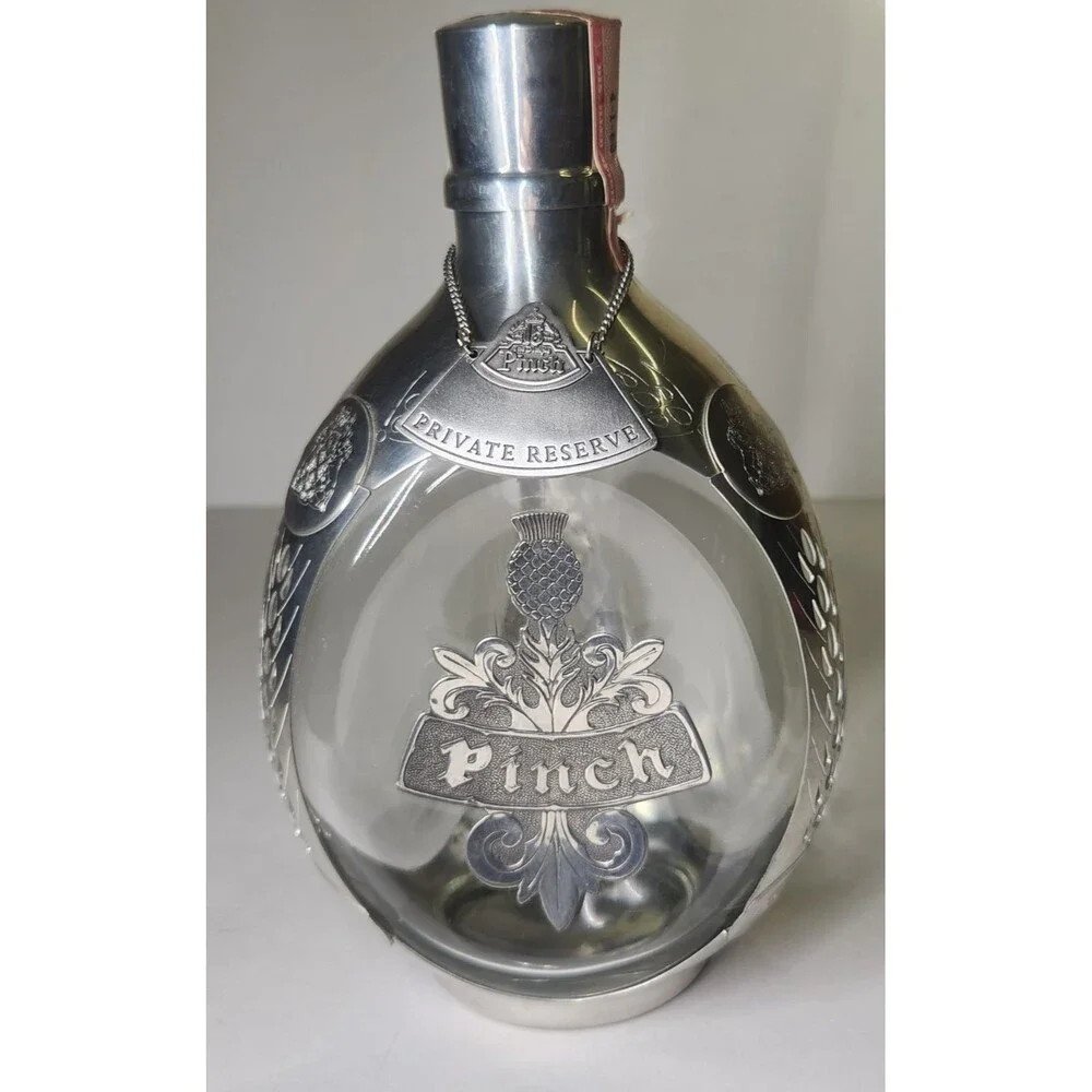 Haig Royal Holland Pewter Overlay Glass Pinch Empty Whisky Bottle Decanter